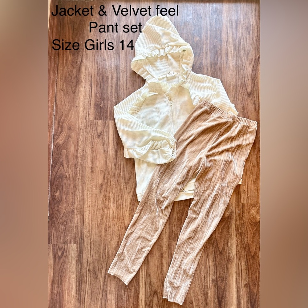 Joyfolie Cream Hoodie and Tan Leggings Set
